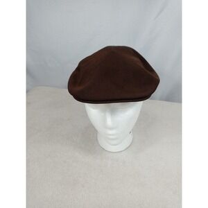 Vtg Perry Ellis Cashmere Blend Ivy Cap Flat Hat Brown Medium Union Made in USA‎